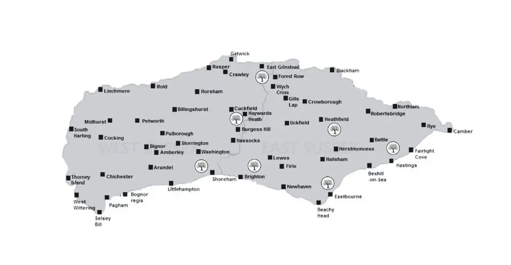 map of log delivery depots sussex